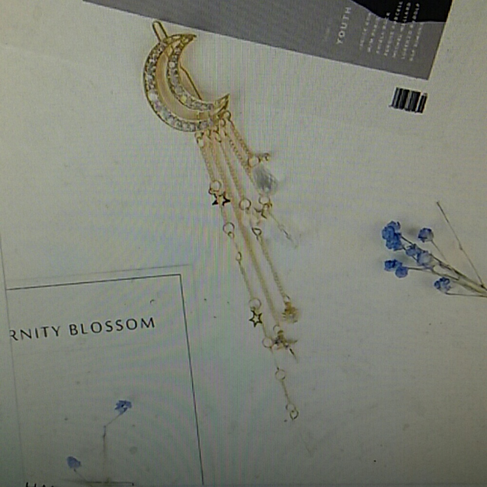 Moon tassel beads dangle hair clip